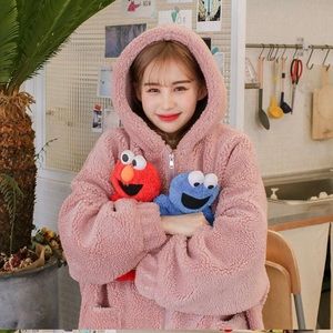 Cute Pink Teddy Sherpa Fleece Coat